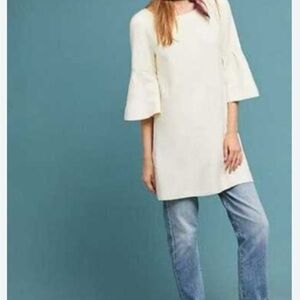 Moth by Anthropologie Ivory Bell Sleeve Tunic